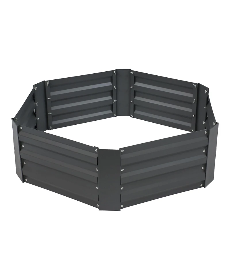 Galvanized Steel Hexagon-Shaped Raised Garden Bed - Gray