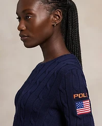 Polo Ralph Lauren Women's Flag-Patch Cable-Knit Cotton Sweater