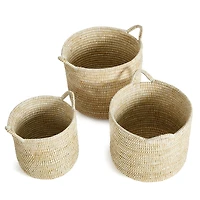 Rivergrass Round Baskets With Handles Set of 3