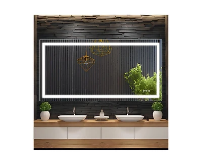 gaomon Led Bathroom Mirror 72x36 inch with Front and Backlight, Large Dimmable Wall Mirrors with Anti-Fog, Shatter-Proof, Memory, 3 Colors, Double Led