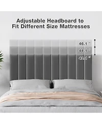 gaomon Queen Size Bed Frame with Adjustable Headboard, Velvet Upholstered Platform Bed Frame