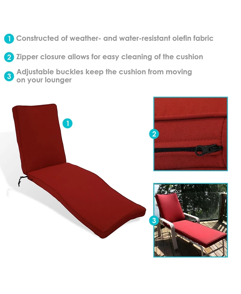 Indoor/Outdoor Olefin Replacement Patio Chaise Lounge Chair Seat Cushion - 72" x 21"