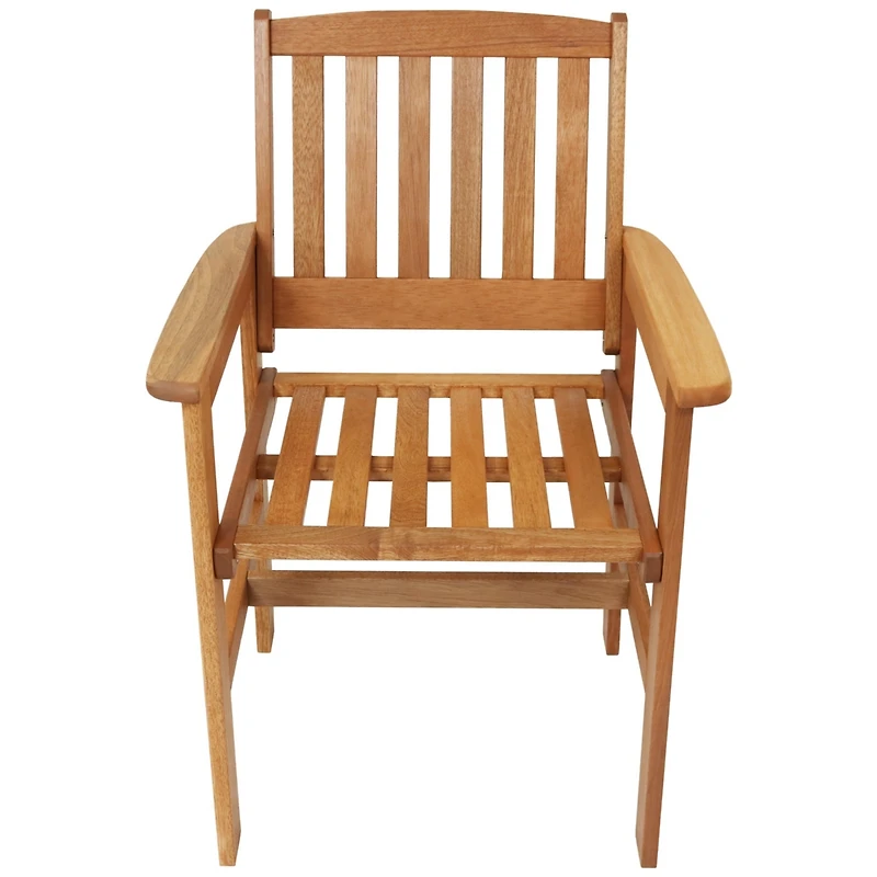 Outdoor Meranti Wood with Teak Oil Finish Patio Table and Chairs Conversation Set - Brown - 3pc