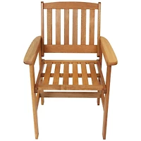 Outdoor Meranti Wood with Teak Oil Finish Patio Table and Chairs Conversation Set - Brown - 3pc