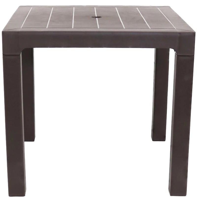 31" Square Polypropylene Indoor/Outdoor Patio Dining Table, Brown