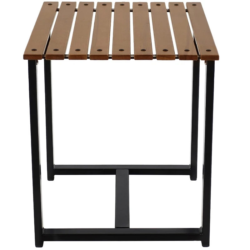 European Chestnut Rectangular Side Table with Steel Frame