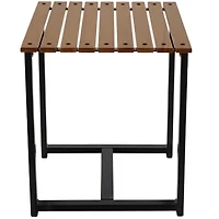 European Chestnut Rectangular Side Table with Steel Frame