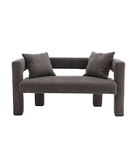 Modern Chenille Loveseat Bench, Upholstered 2-Seater Sofa with Pillows, Small Accent Couch for Bedroom or Living Room-The Pop Home