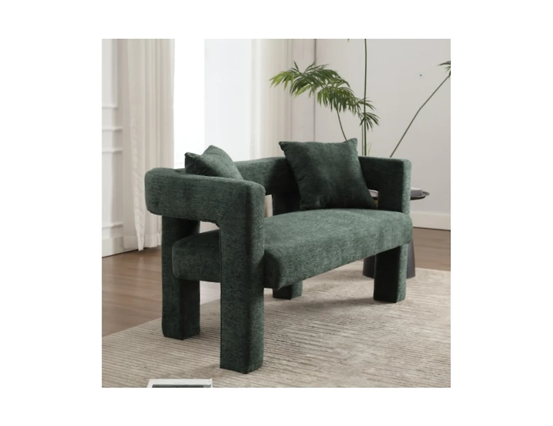 Modern Chenille Loveseat Bench, Comfy Upholstered 2-Seater Sofa for Living Room, Bedroom, & Leisure Areas-The Pop Home