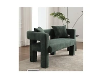 Modern Chenille Loveseat Bench, Comfy Upholstered 2-Seater Sofa for Living Room, Bedroom, & Leisure Areas-The Pop Home
