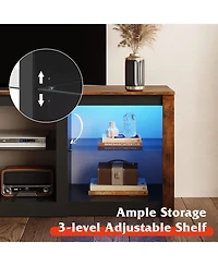 Wlive TV Stand with Led Lights for Tvs up to 65 inch Entertainment Center Glass Shelves Modern Console Living Room Media Stor