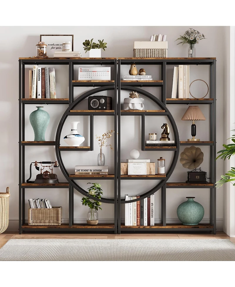 gaomon Retro Open Bookshelf, Tall Storage Rack with 9 Tiers