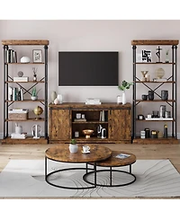 gaomon Bookshelf Industrial Bookcase Wooden Storage Open Rack Shelf with Metal Frame