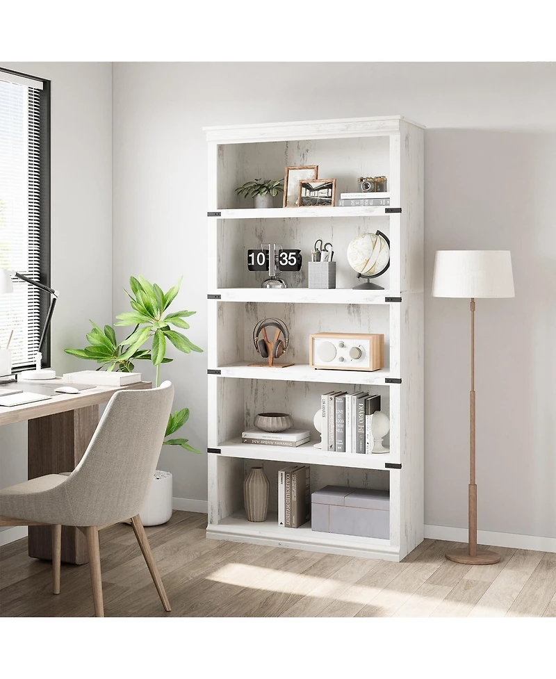 gaomon 5 Tier Bookcase, Farmhouse Book Shelf with Storage Open Display Bookshelves