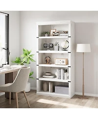 gaomon 5 Tier Bookcase, Farmhouse Book Shelf with Storage Open Display Bookshelves