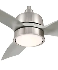 Casa Vieja 36" Verdin Modern Indoor Outdoor Ceiling Fan 3 Blade Led Light Remote Control Brushed Nickel Finish Bedroom Damp Rated