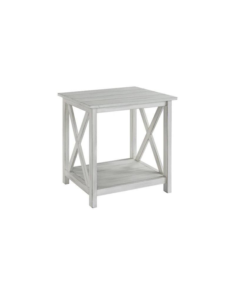1 Open Shelf End Table with X-Shaped Accents Stylish and Functional Storage for Living Room or Bedroom