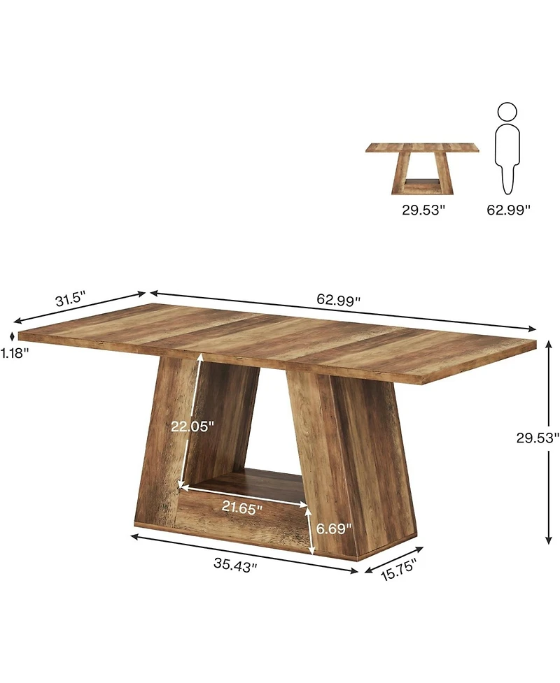 Tribesigns Dining Table for 4 to 6 People, 63" Rectangular Dining Room Table