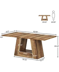 Tribesigns Dining Table for 4 to 6 People, 63" Rectangular Dining Room Table