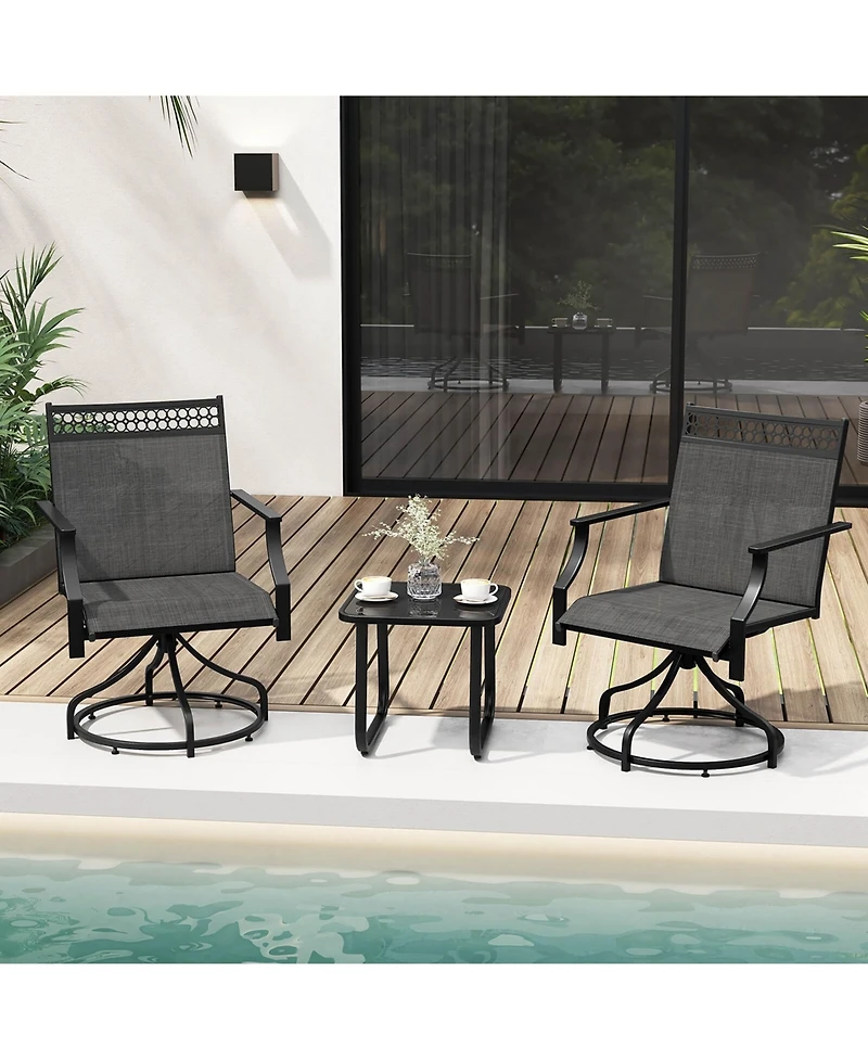 Patio Swivel Dining Chairs Set of 2 with Quick-Drying Fabric and Metal Frame