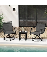 Patio Swivel Dining Chairs Set of 2 with Quick-Drying Fabric and Metal Frame