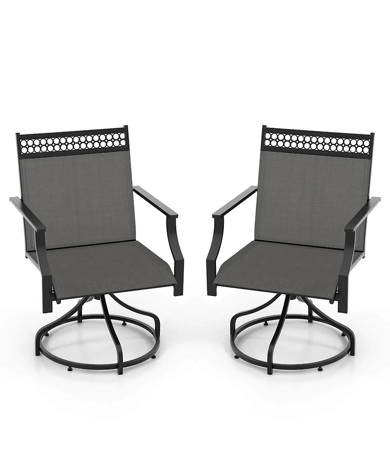 Patio Swivel Dining Chairs Set of 2 with Quick-Drying Fabric and Metal Frame