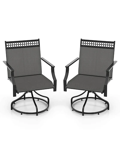 Patio Swivel Dining Chairs Set of 2 with Quick-Drying Fabric and Metal Frame