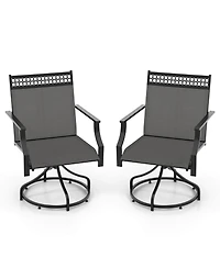 Patio Swivel Dining Chairs Set of 2 with Quick-Drying Fabric and Metal Frame