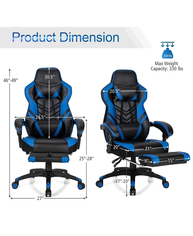 Gouun Adjustable Gaming Chair with Footrest for Home Office