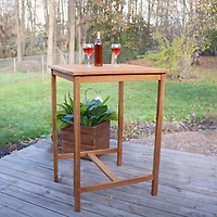 2-Person Solid Teak Wood Square Patio Bar Table - For Indoor or Outdoor Use - 31" Square x 43.5" H
