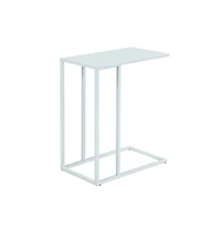 Side End Table with Rectangular Tray Top and Modern White Metal Frame for Stylish Home Decor