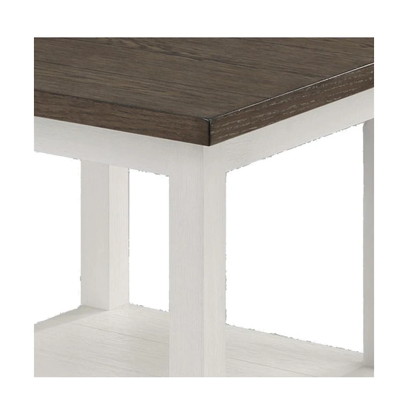 Square End Table with Open Bottom Shelf and Brown Top Stylish and Practical Storage for Living Room or Bedroom