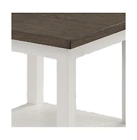 Square End Table with Open Bottom Shelf and Brown Top Stylish and Practical Storage for Living Room or Bedroom