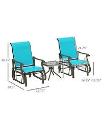 Outsunny 3-Piece Outdoor Gliders Set with Steel Frame, Table