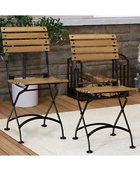 Indoor/Outdoor Patio or Dining Chestnut Wooden Folding Bistro Arm Chair