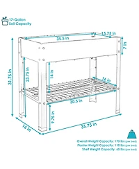Hot Dip Galvanized Steel Raised Garden Bed with Mesh Shelf - Set of 2