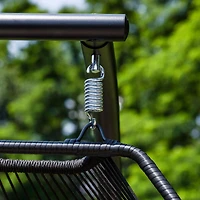 Andrei Double Hanging Egg Chair with Stand - 2-Person Outdoor Egg Chair - Includes Steel Stand and Cushion - Dark Gray