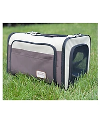 Armarkat AirlIne Approved Pet Carrier, Soft Sided Pet Travel Carrier 4 Sides Expandable Cat Carrier With Fleece Pad for Cats, Puppy and Small Dogs PC1