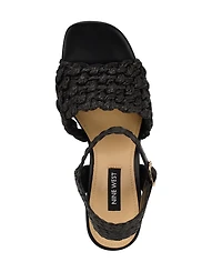 Nine West Women's Vadyn Woven Platform Block Heel Sandals