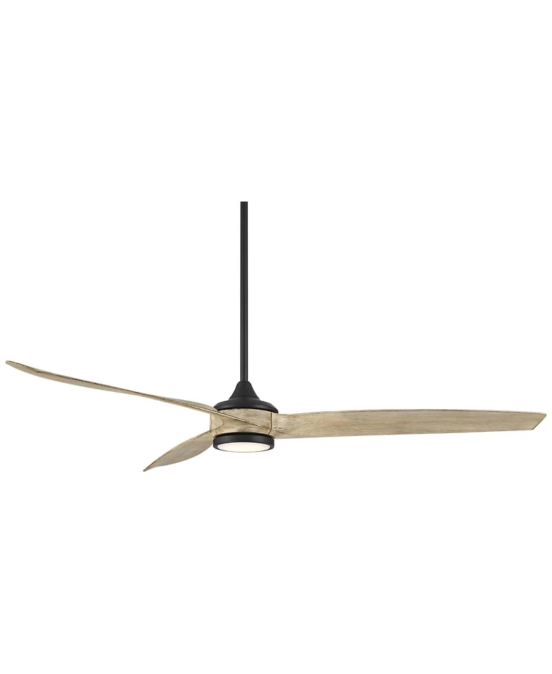 Casa Vieja 60" La Jolla Surf Farmhouse Rustic Indoor Ceiling Fan 3 Blade Led Light Remote Control Matte Black Finish Bedroom