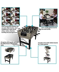 10-in-1 Multi-Game Table with Billiards, Foosball, Hockey, Ping Pong, Chess, Checkers, Backgammon, Shuffleboard, Bowling, and Cards - 49.5"