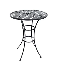 Elegant Round Wrought Iron Bar Table -30" Diameter x 39.5" H - Black