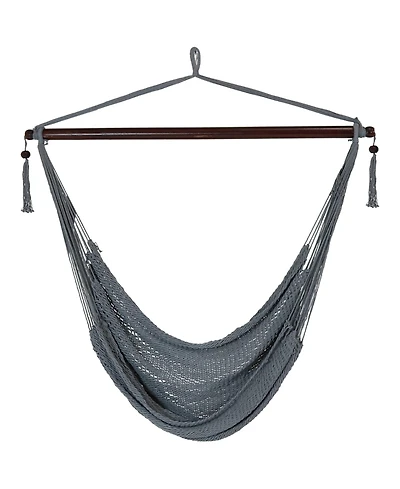 Modern Boho-Style Soft-Spun Polyester Rope Hanging Caribbean Xl Hammock Chair for Yard, Balcony, and Garden