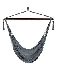 Modern Boho-Style Soft-Spun Polyester Rope Hanging Caribbean Xl Hammock Chair for Yard, Balcony, and Garden
