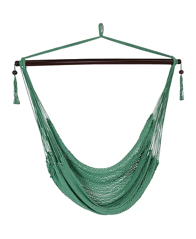 Modern Boho-Style Soft-Spun Polyester Rope Hanging Caribbean Xl Hammock Chair for Yard, Balcony, and Garden