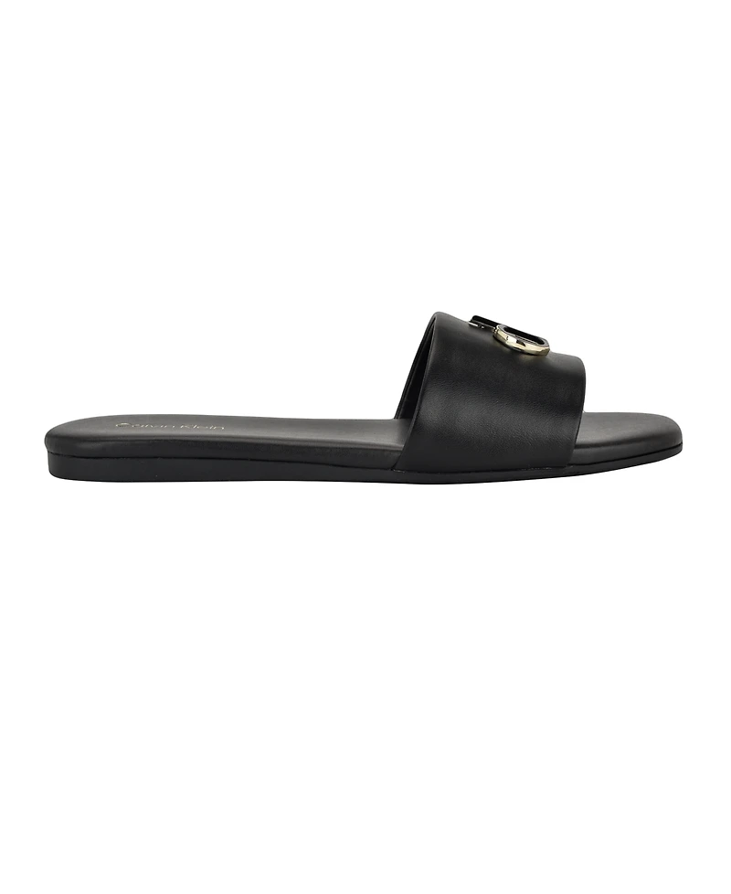 Calvin Klein Women's Yancie Logo Flat Slide Sandals