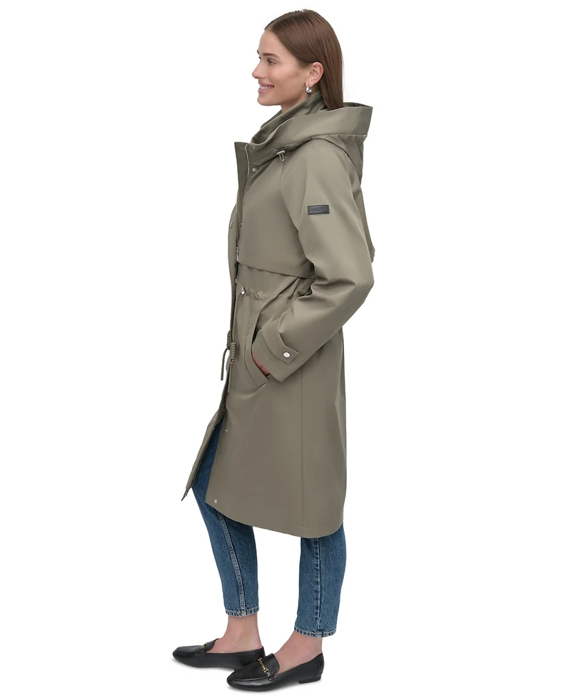 Dkny Women's Hooded Zip-Front Long Anorak Coat