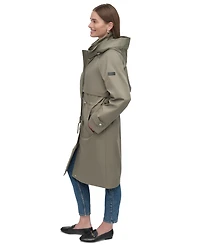 Dkny Women's Hooded Zip-Front Long Anorak Coat