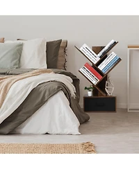 gaomon 4 Tier Tree Bookshelf with Storage Drawer