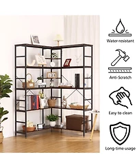 gaomon 5-Tiers Corner Bookshelf with Metal Frame
